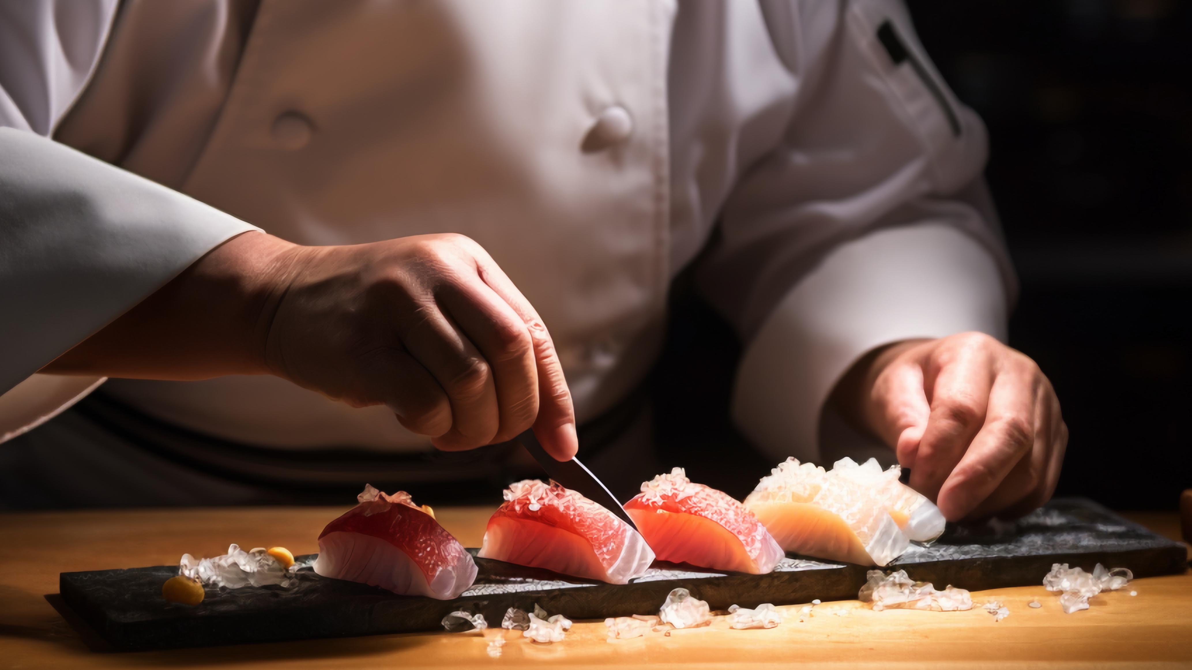 Chef preparing sushi